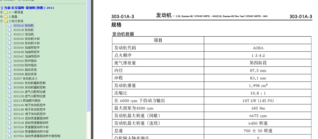 蒙迪欧发动机资料