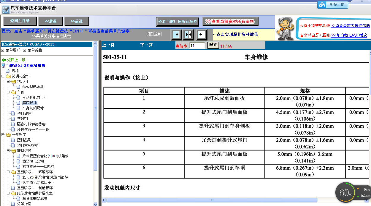 2014年翼虎车身尺寸