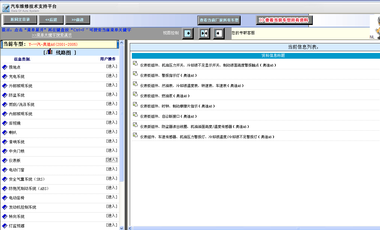 2002年奥迪A6仪表电路图