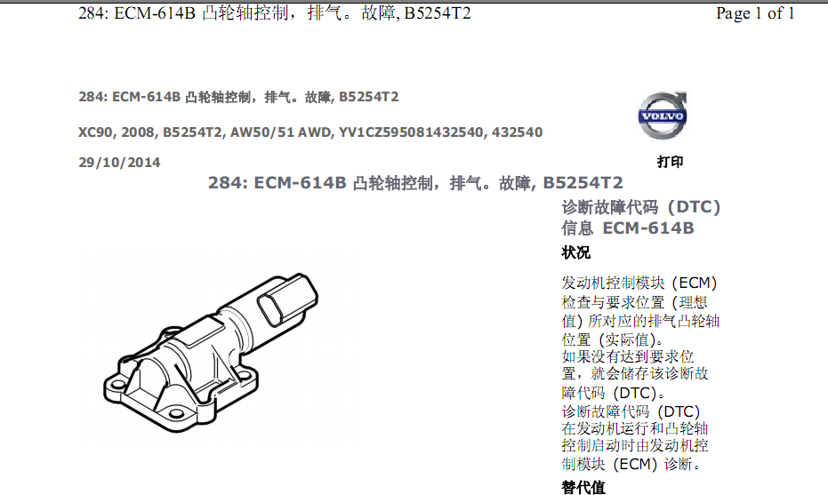 08年XC90故障码解析