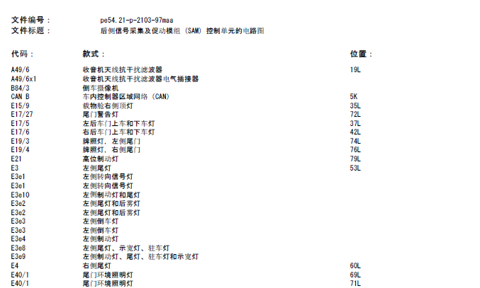 奔驰GL450后雾灯线路图