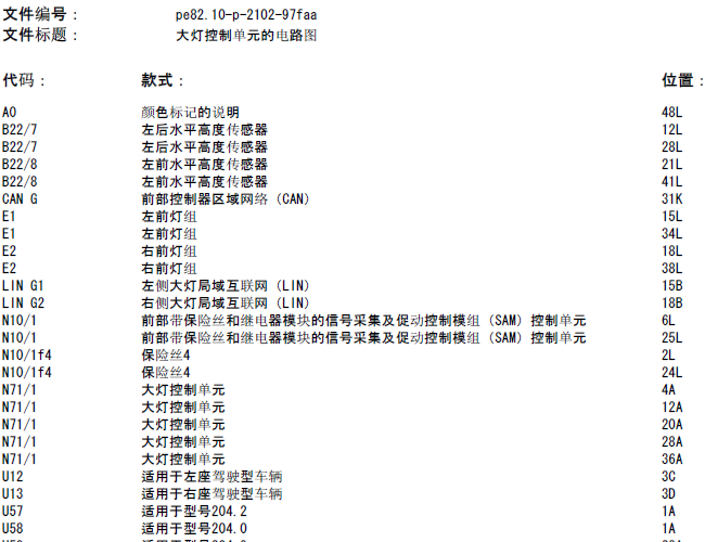14年奔驰GLK 大灯电路