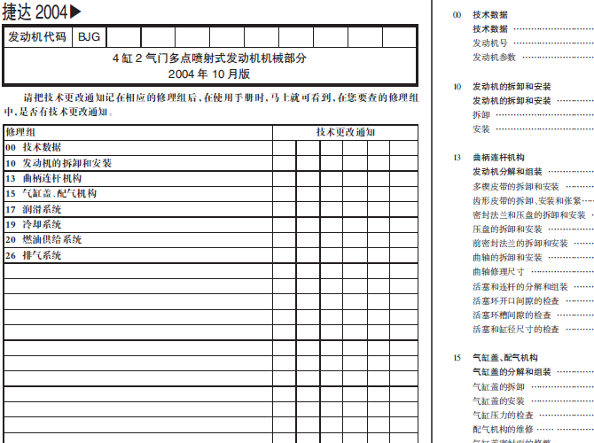 04年大众捷达 BJG发动机维修手册