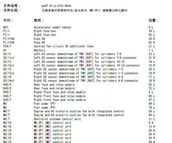 01年奔驰S600 发动机电路