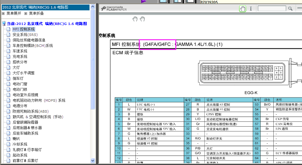 12年瑞纳发动机端子图