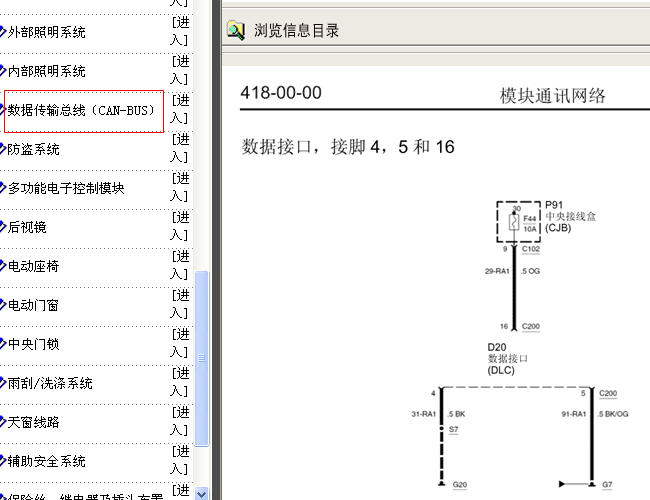 06年福特福克斯 CAN电路