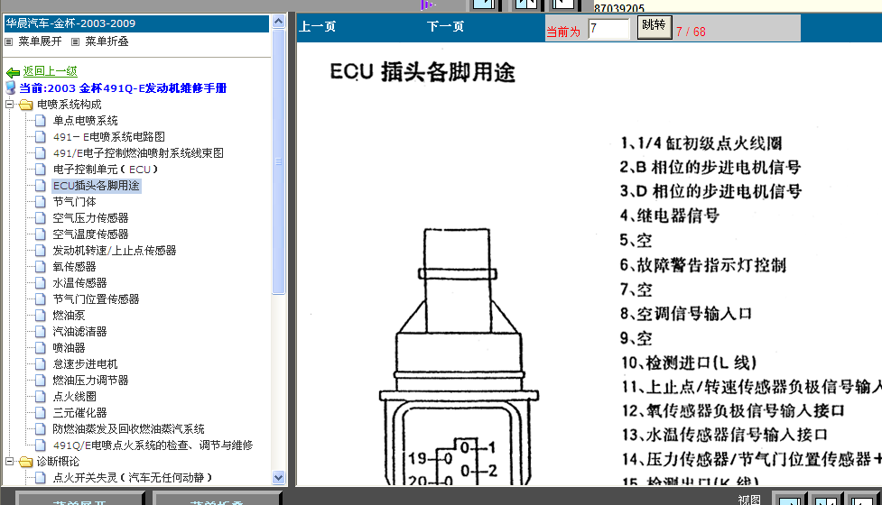 金杯491Q-E端子图