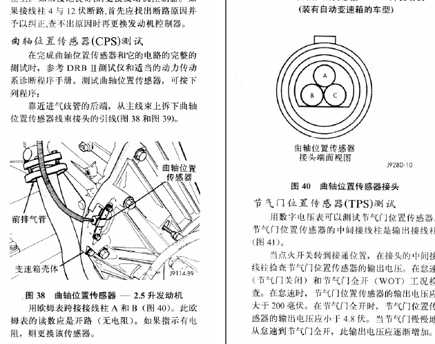 吉普切诺基 曲轴位置传感器检测