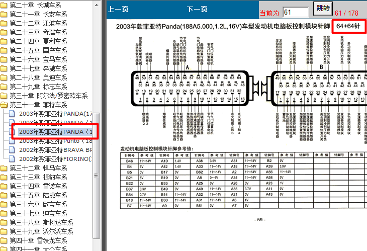 菲亚特188A5发动机针脚定义图