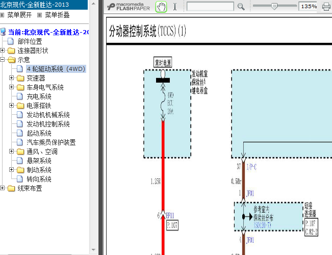 13年现代胜达 线路图
