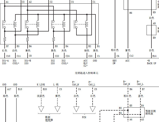 9代雅阁 智能钥匙进入系统电路