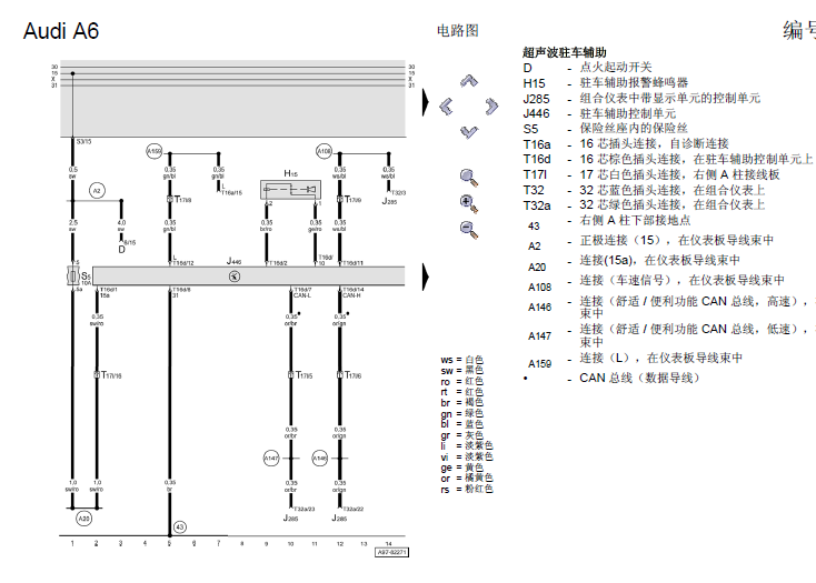 04年A6驻车辅助电路图