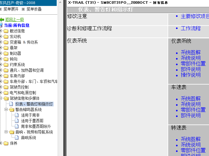 08年日产奇骏 仪表维修资料