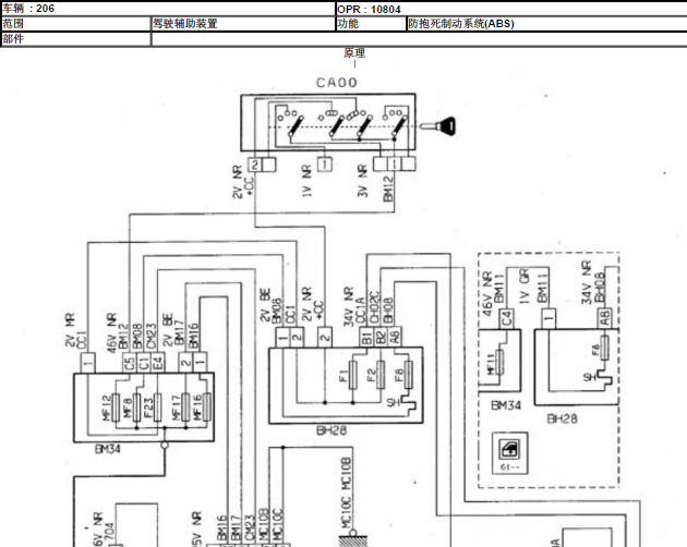 06年标致206 ABS电路