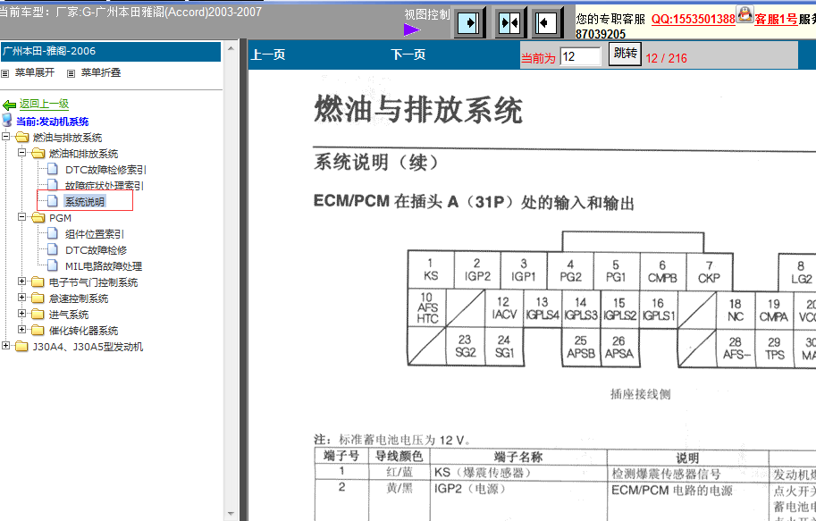 03-07年雅阁发动机端子图