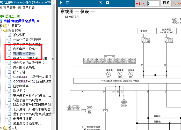 日产轩逸 仪表电路