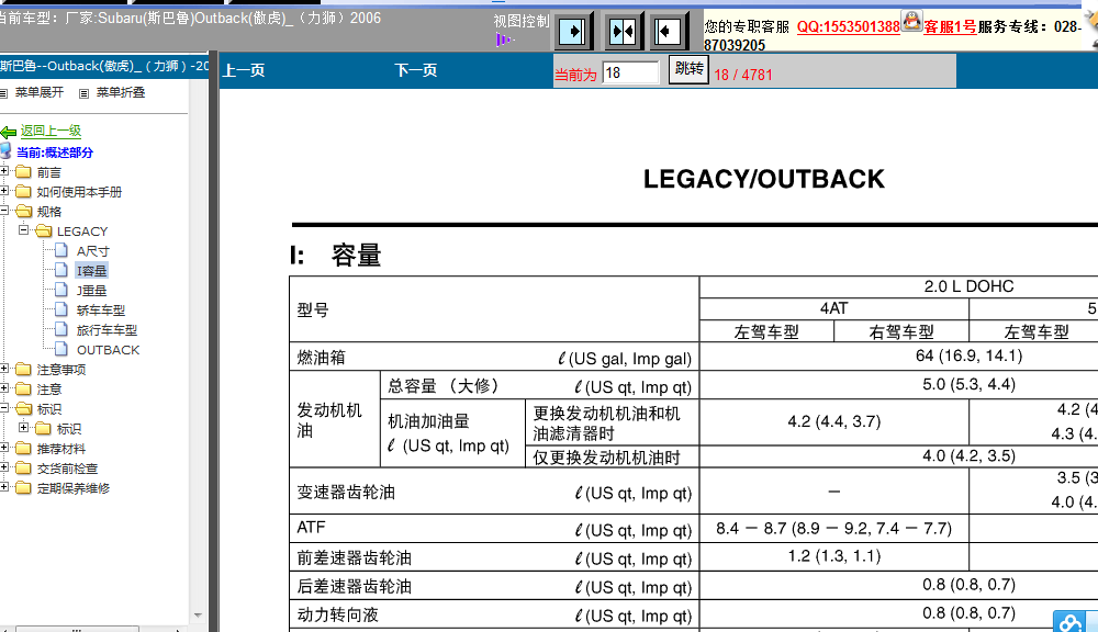 斯巴鲁力狮机油加注量