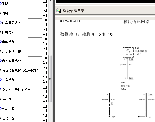 06年福特福克斯 CAN 电路