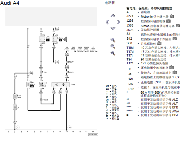 06年奥迪A4 风扇电路