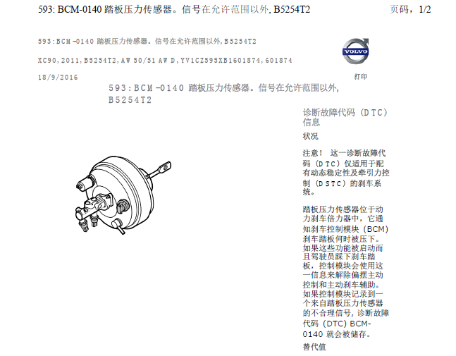 XC90  0140故障码相关资料