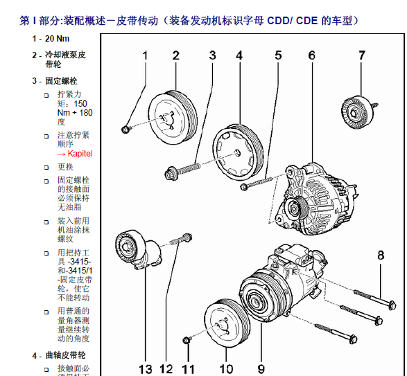 大众POLO正时拆装