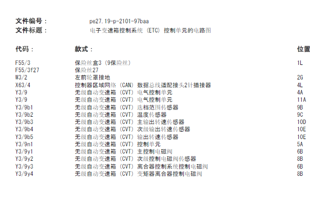 奔驰B200变速箱电路图