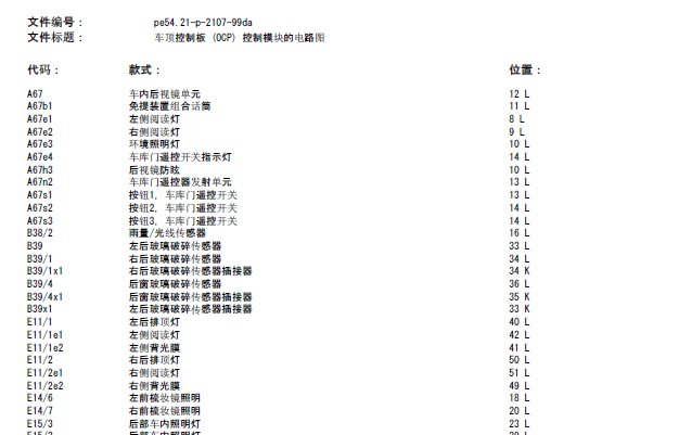 奔驰E280车顶控制电路图