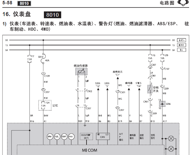 06年双龙雷斯特 仪表电路