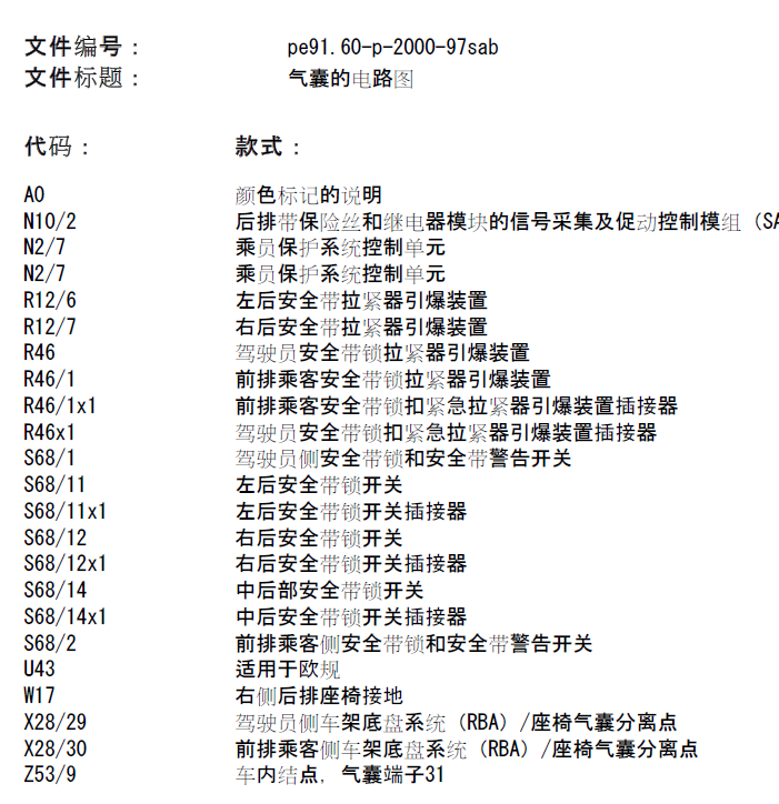 11年安全气囊电路