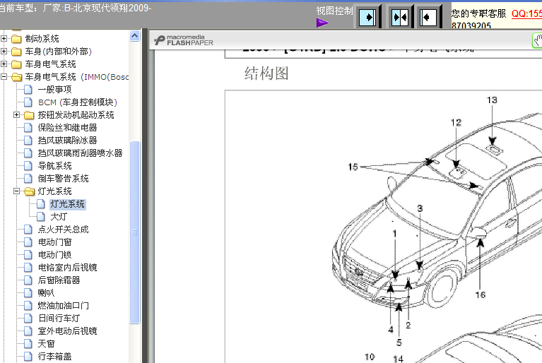 09年领翔灯光系统安装位置