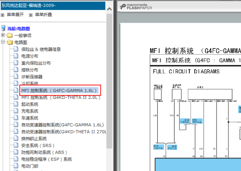 起亚福瑞迪 G4FC发动机电路