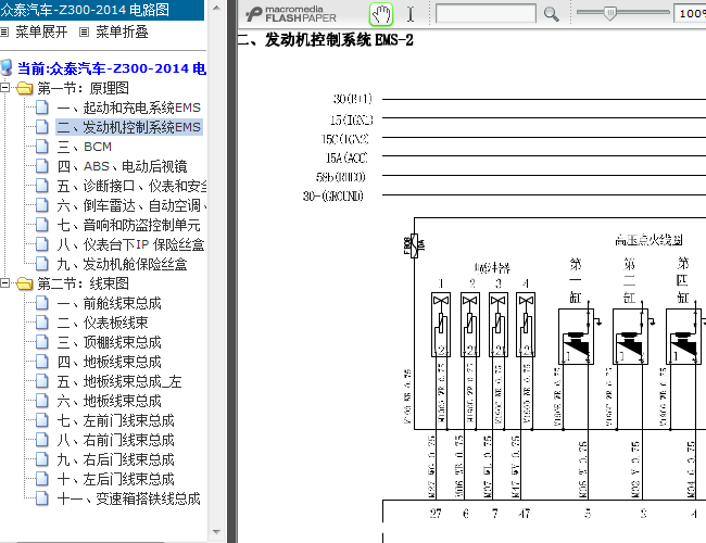 14年众泰Z300发动机电路图