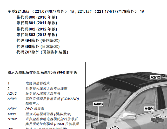 08年奔驰S550音响维修资料