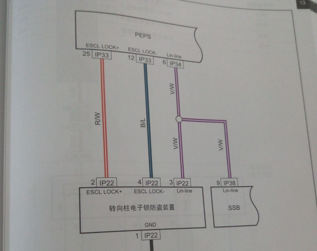 14年吉利EC7 转向锁电路