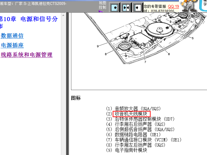 09年凯迪拉克CTS信号接收位置