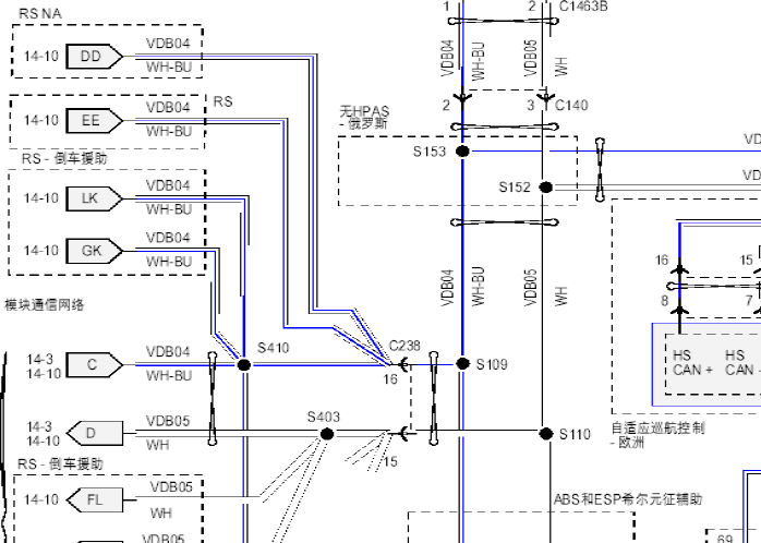 15-16福特福克斯 模块通信电路