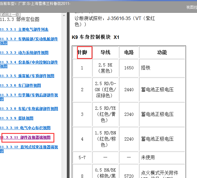 11年雪佛兰科鲁兹车身针脚图