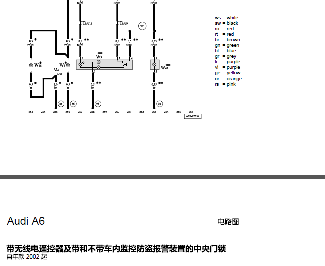奥迪A6 中央门锁电路
