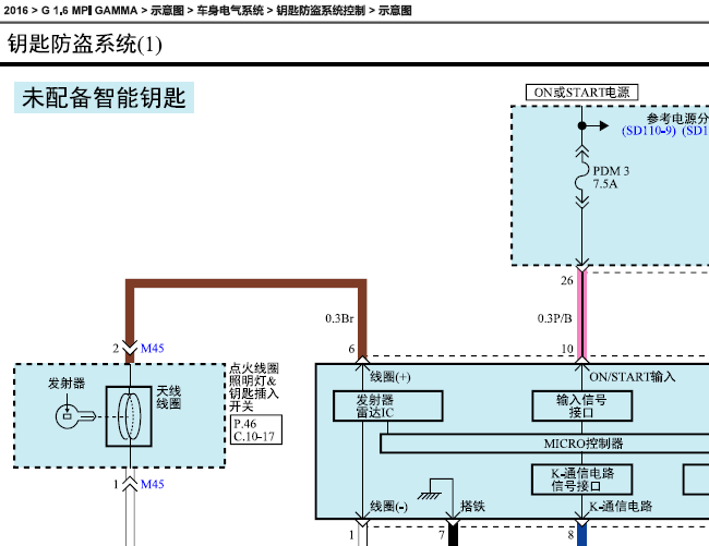 16年起亚K3 钥匙防盗电路
