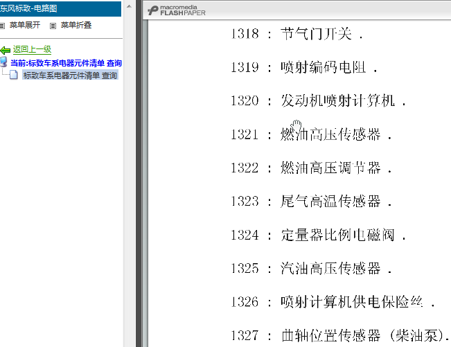 06年标致车系 元件代号说明