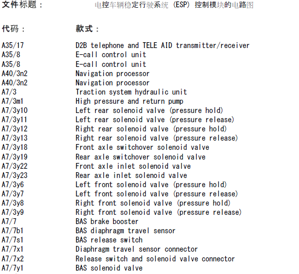 奔驰稳定行驶系统电路图