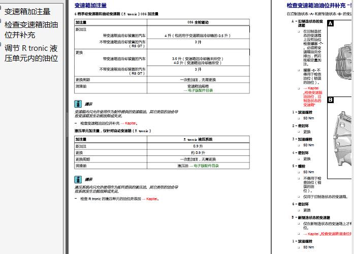 09年奥迪R8 变速箱油资料
