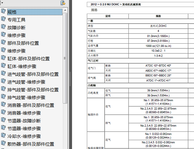 12年起亚狮跑 G4NA发动机维修资料