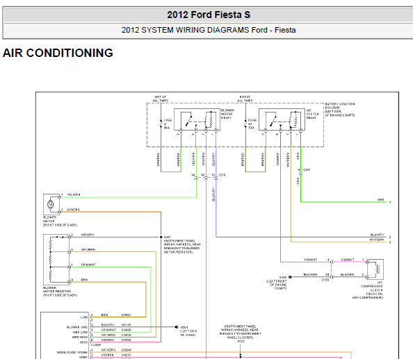 12年福特嘉年华 空调电路