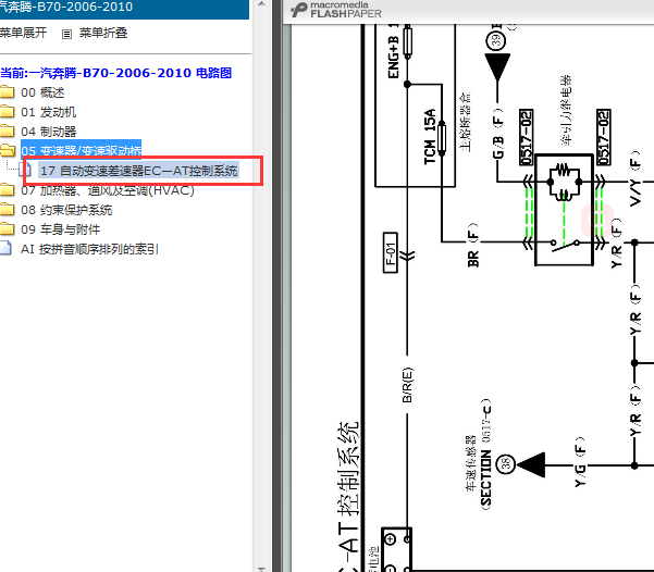 08年奔腾B70 波箱电路图