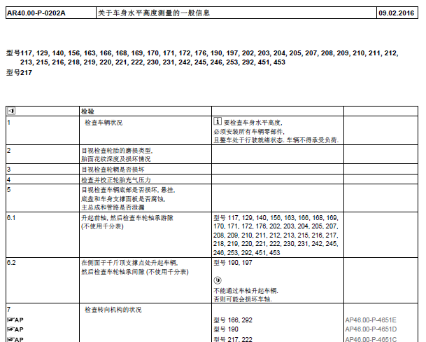 11年奔驰S350 车身高度匹配资料