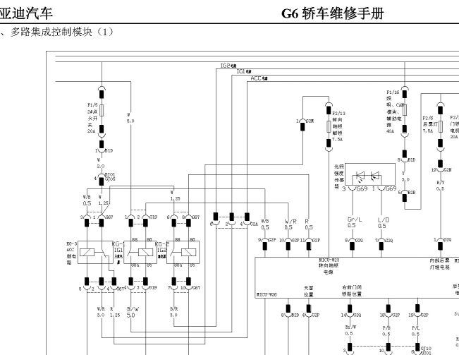 11年比亚迪G6 多路集成控制模块电路