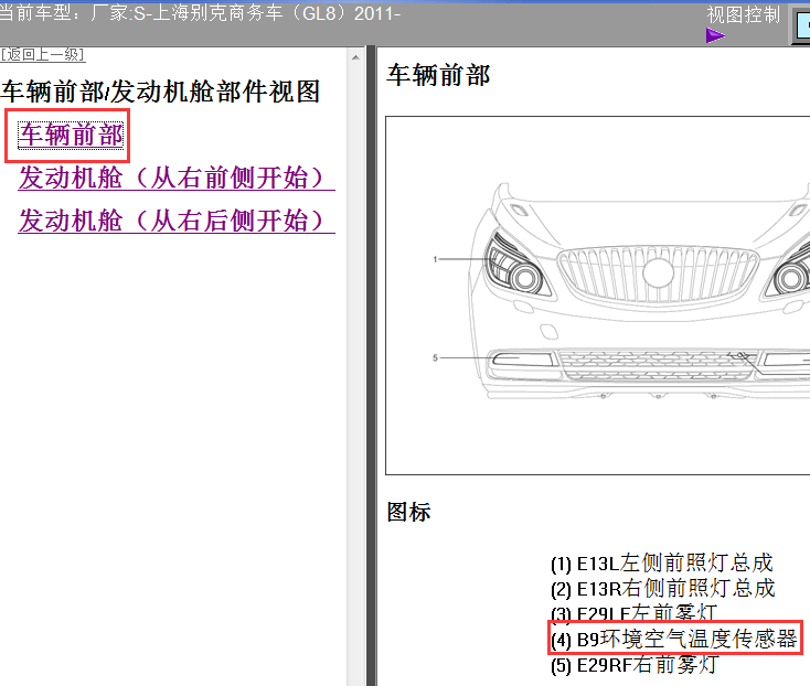 11年GL8环境温度传感器位置图