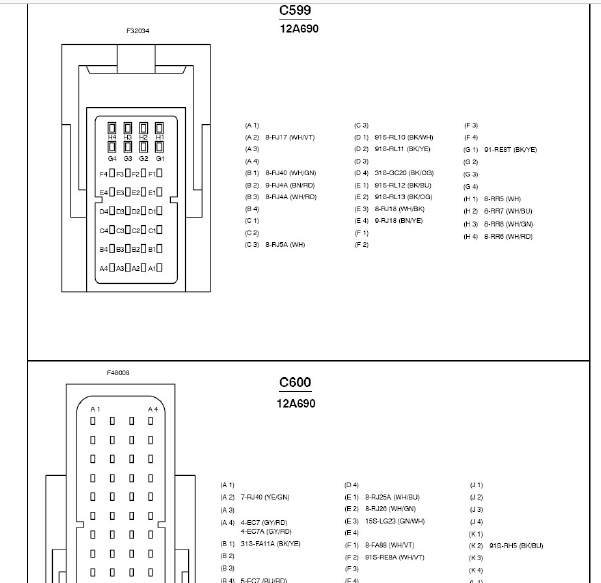 福特福克斯32+48+32电脑针脚图