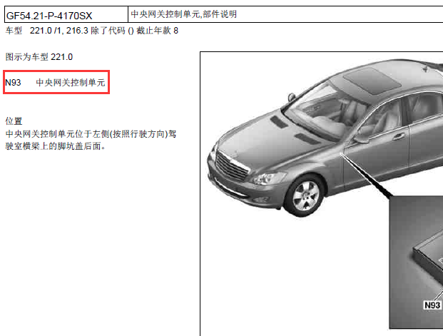 08年奔驰S350网关位置